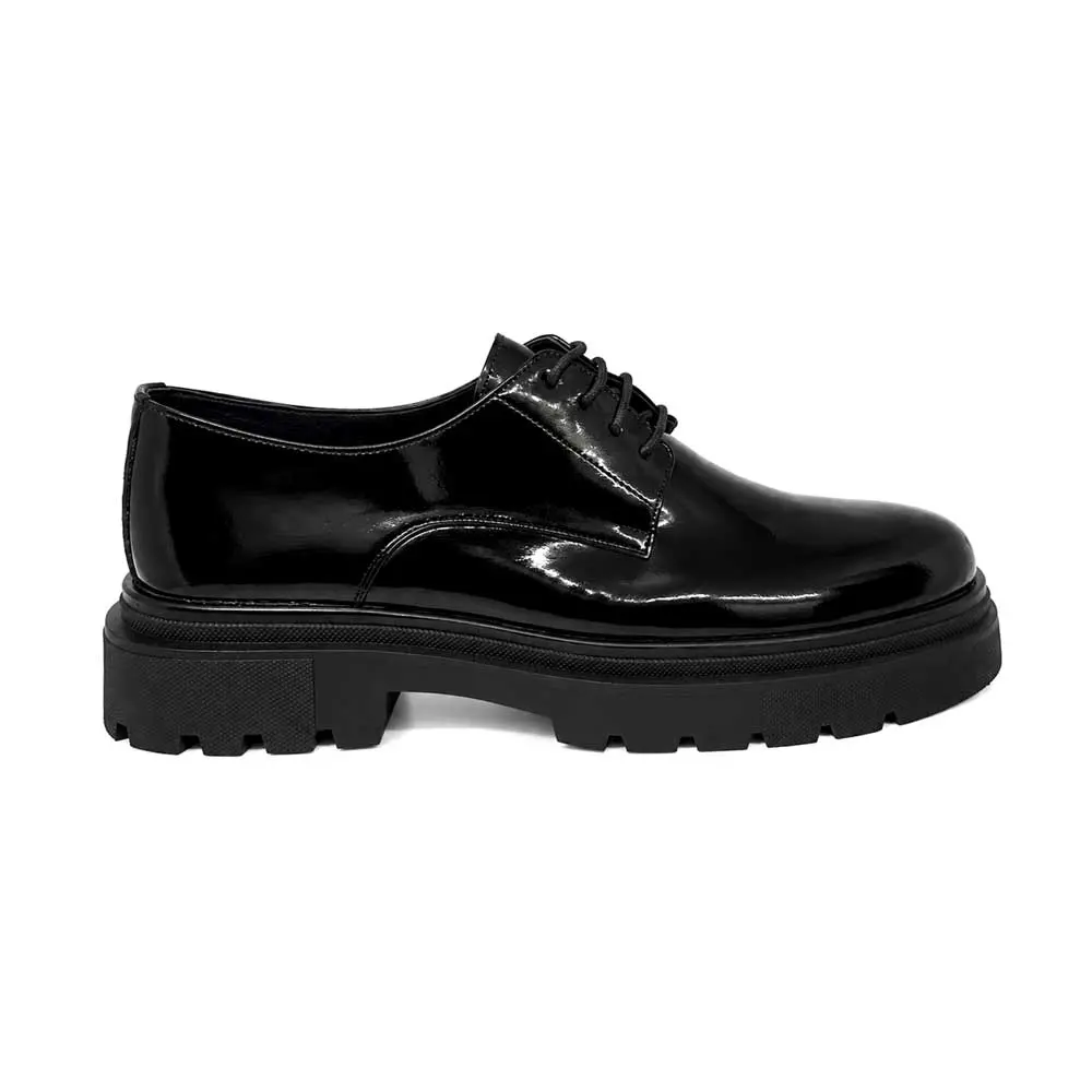 Men's Shiny Platform Shoes - Black