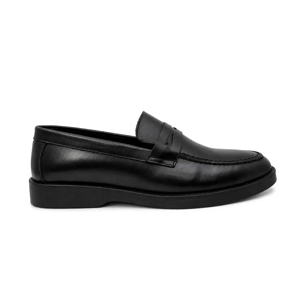 Men's Plain Leather Moccasin - Black